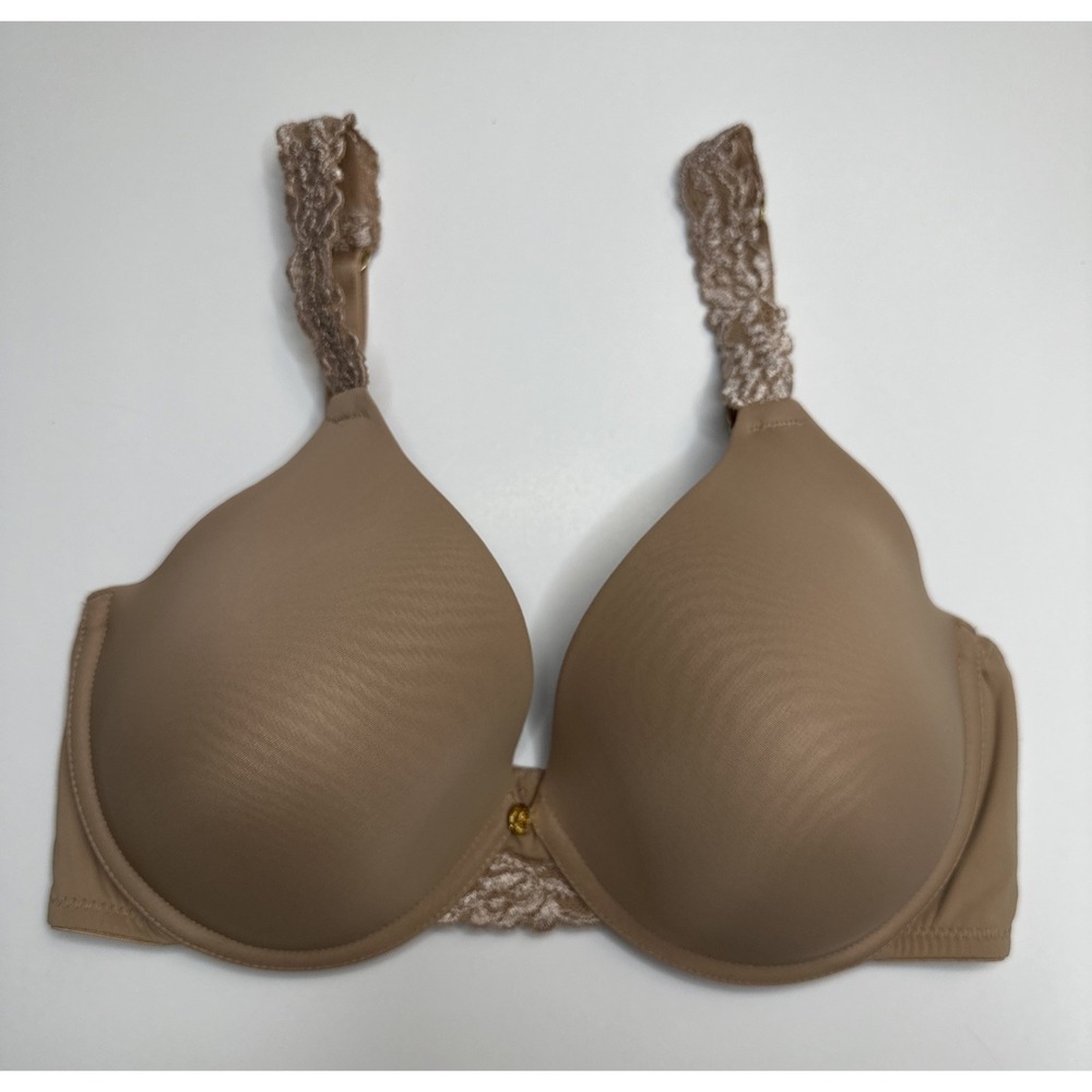 Natori Body Double Lace Trim Full Fit Underwire Bra Womens 32DD Beige